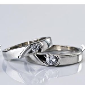 Sterling Silver plated bridal set with cubic zirconia like stones